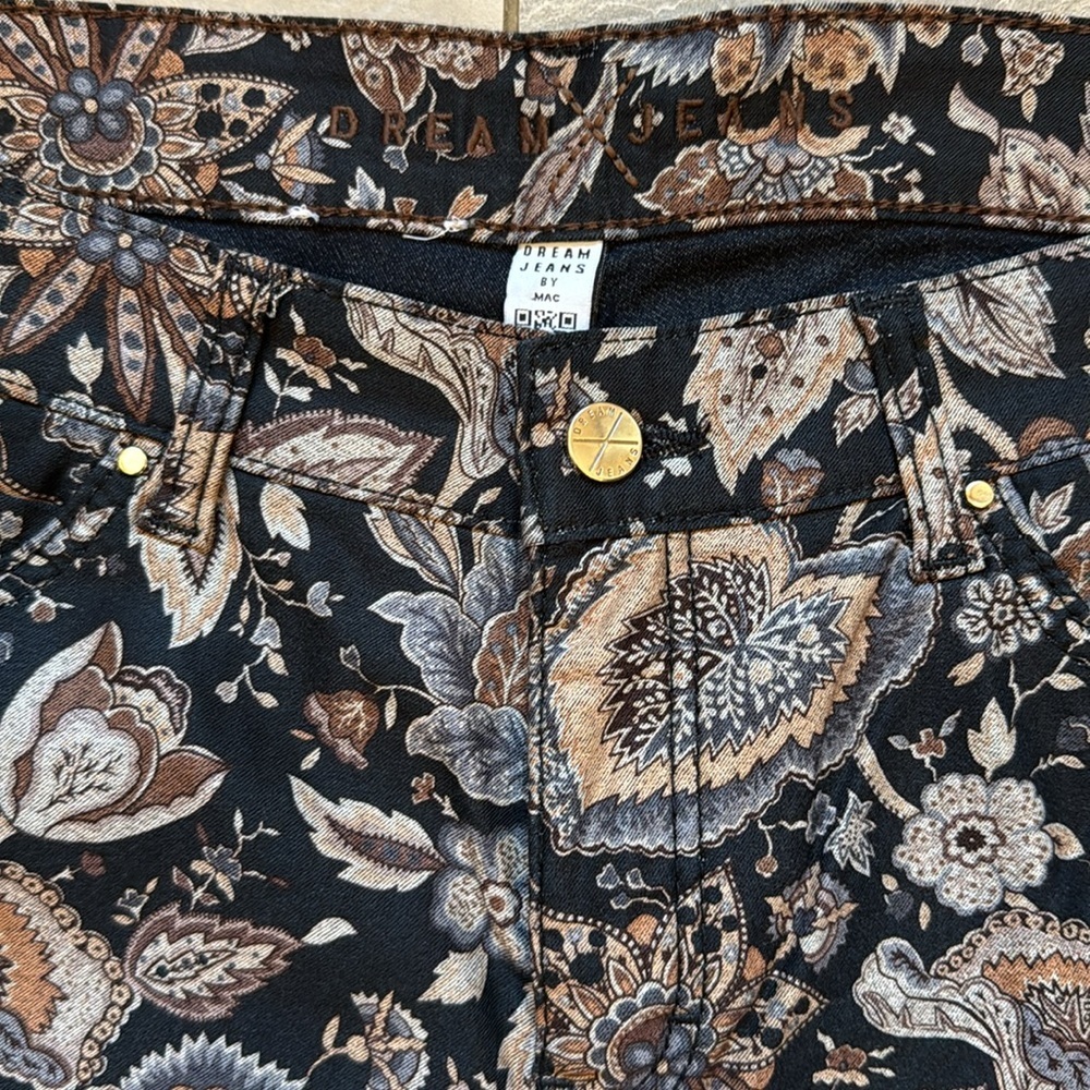 Mac Dream Skinny Floral and Paisley Black and Brown Women's Jeans - Picture 3 of 4